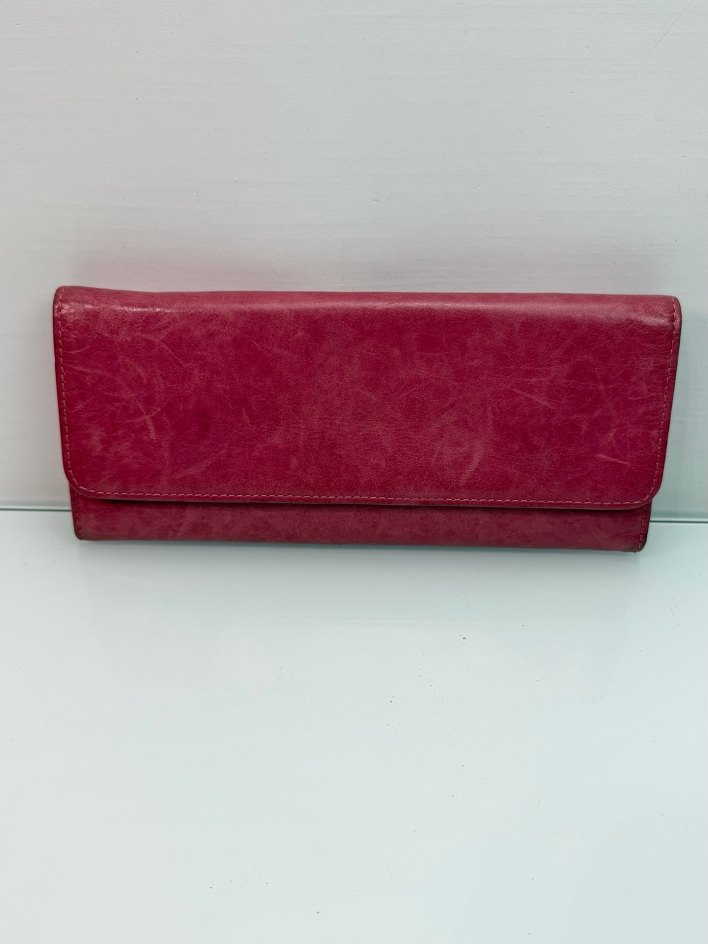 HOBO International Sadie Fuchsia Pink Leather Trifold Wallet Clutch